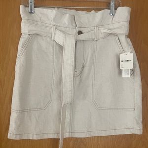 FREE PEOPLE SPLENDOR IN THE GRASS HIGH-WAISTED DENIM SKIRT